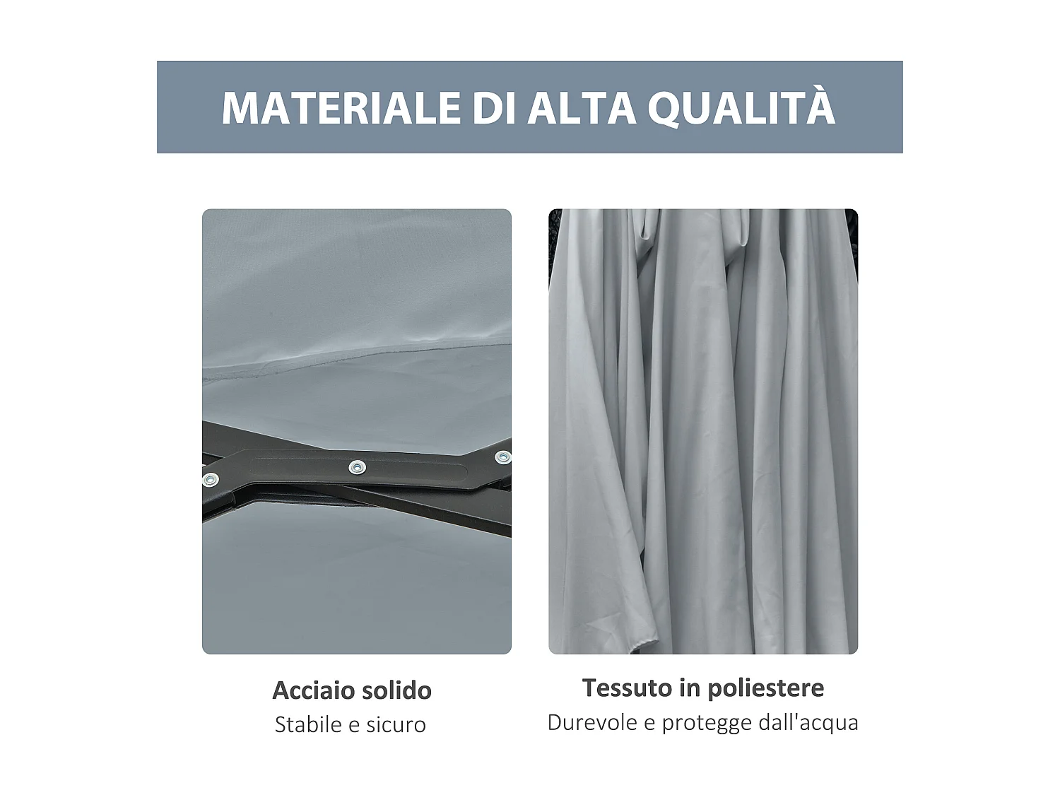 Ombrellone da giardino 4.5m con 48 luci led e manovella grigio chiaro