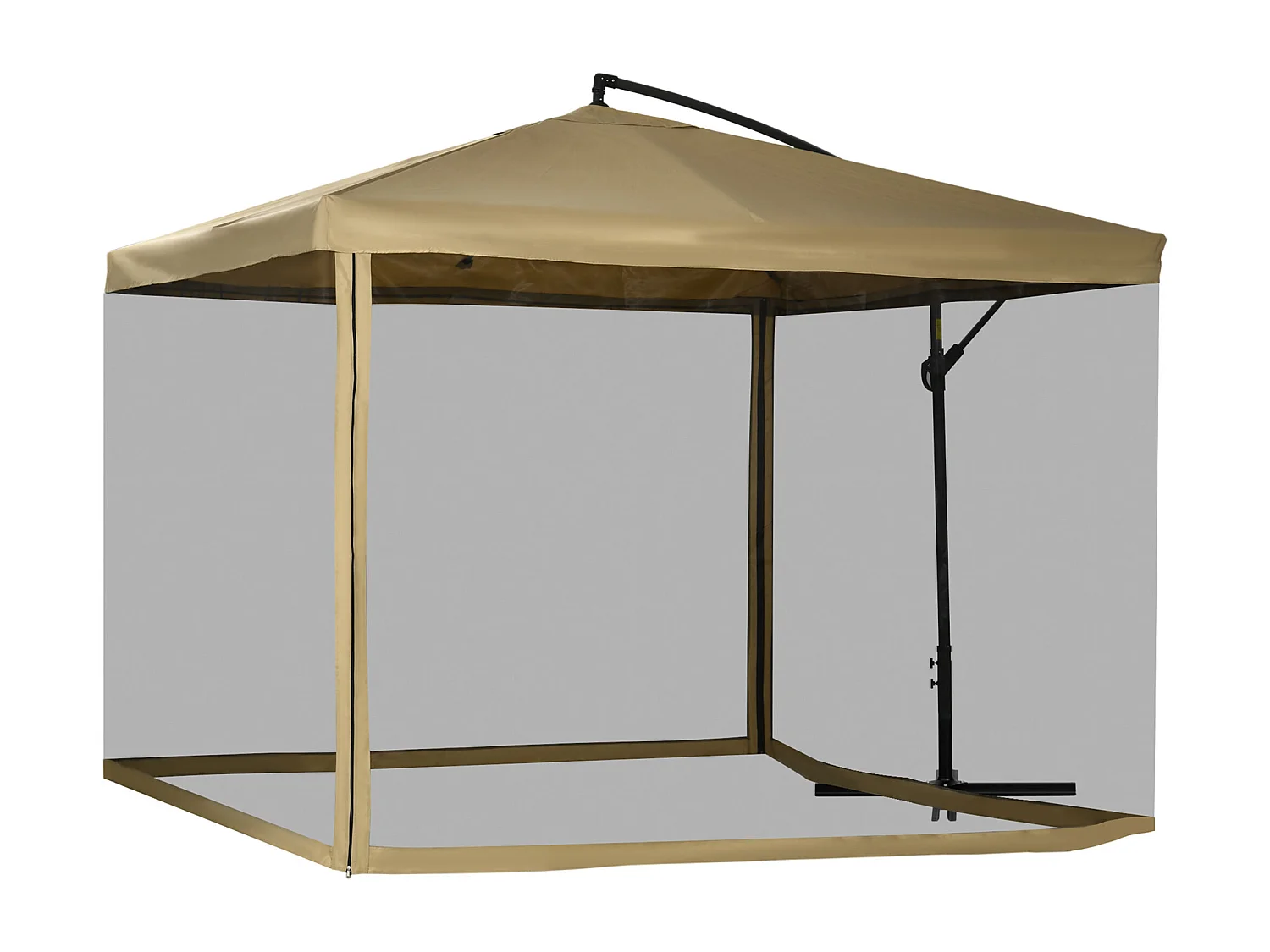 Ombrellone da giardino a braccio con zanzariera 3x3 metri beige