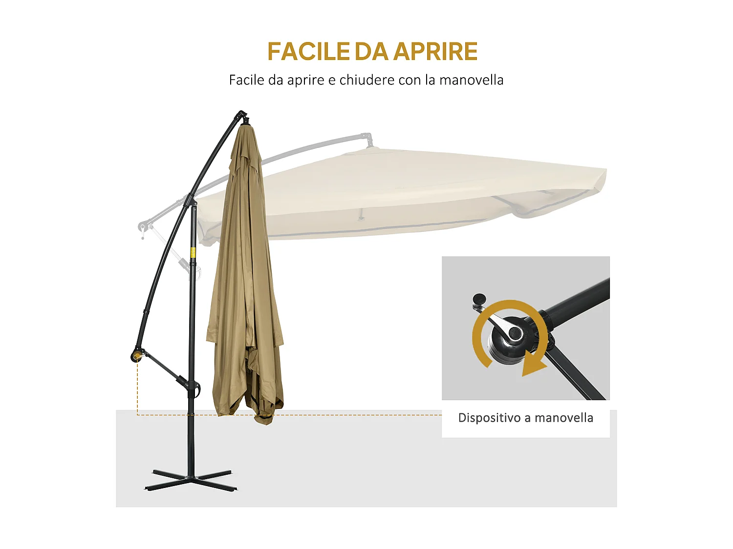 Ombrellone da giardino a braccio con zanzariera 3x3 metri beige