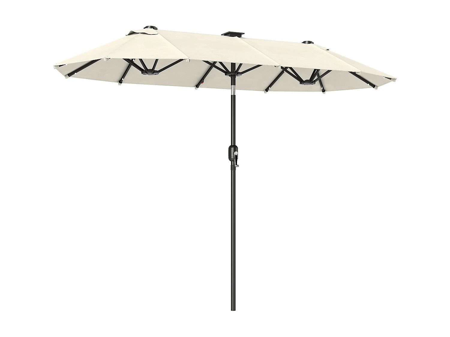 Ombrellone doppio 2.92x1.5x2.2 m con luci led e manovella beige