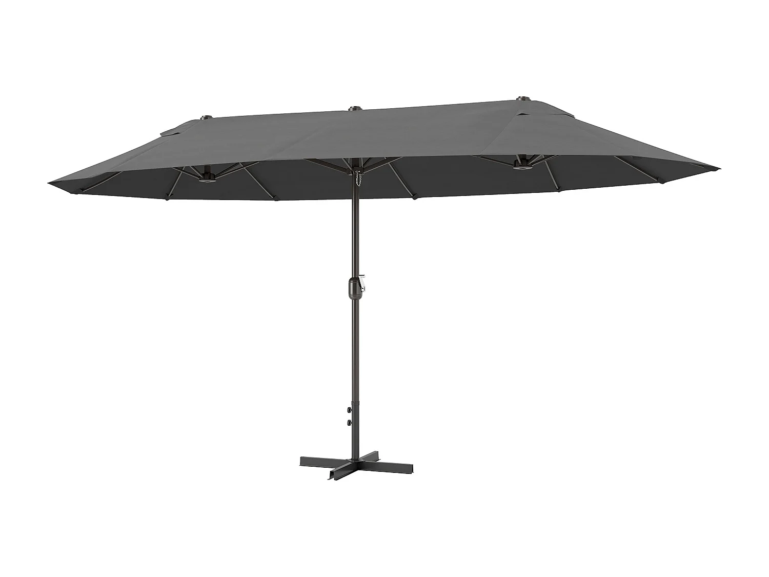 Ombrellone doppio a 12 stecche con manovella 455x265x238 cm grigio