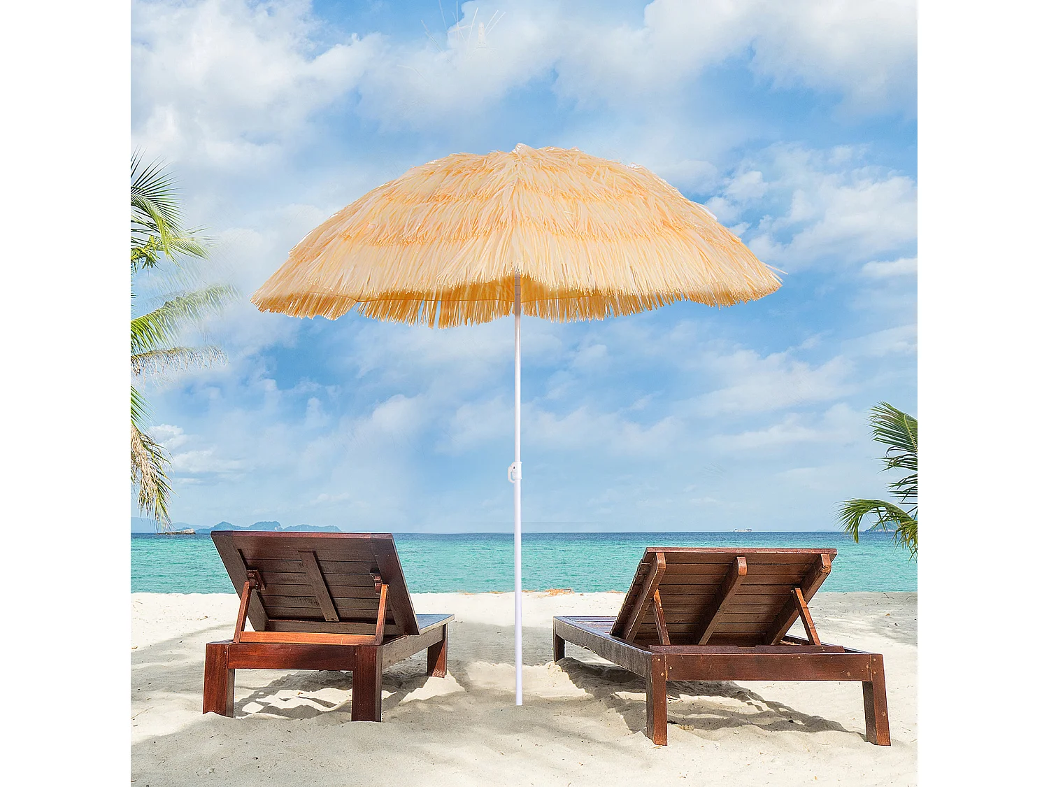 Ombrellone da spiaggia e giardino 1.6x2 m beige a 8 stecche