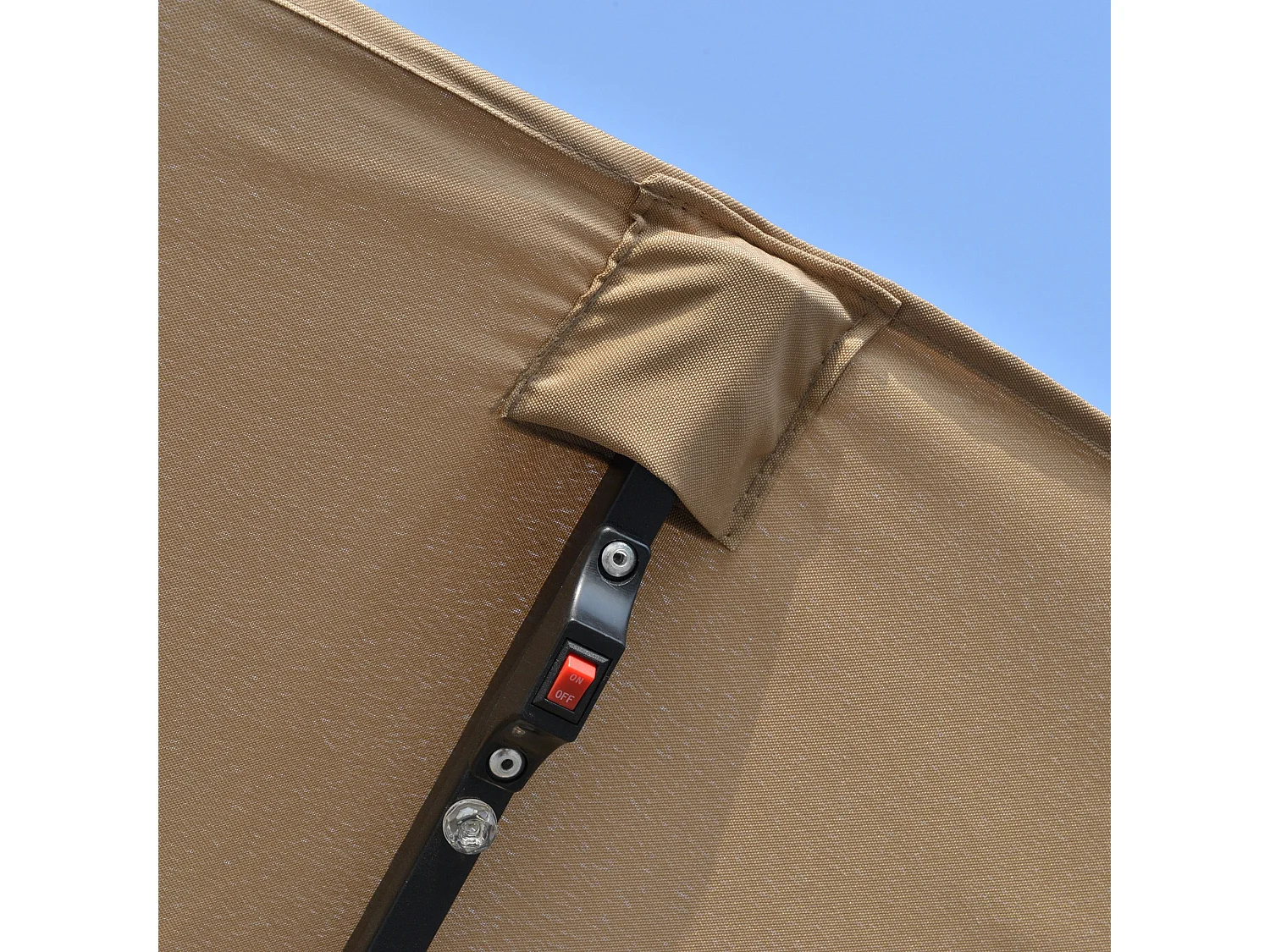 Ombrellone da giardino 4.5m con 48 luci led e manovella cachi