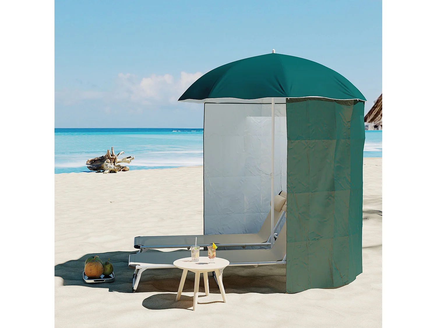 Ombrellone da spiaggia e da giardino 2x2m con tenda parasole