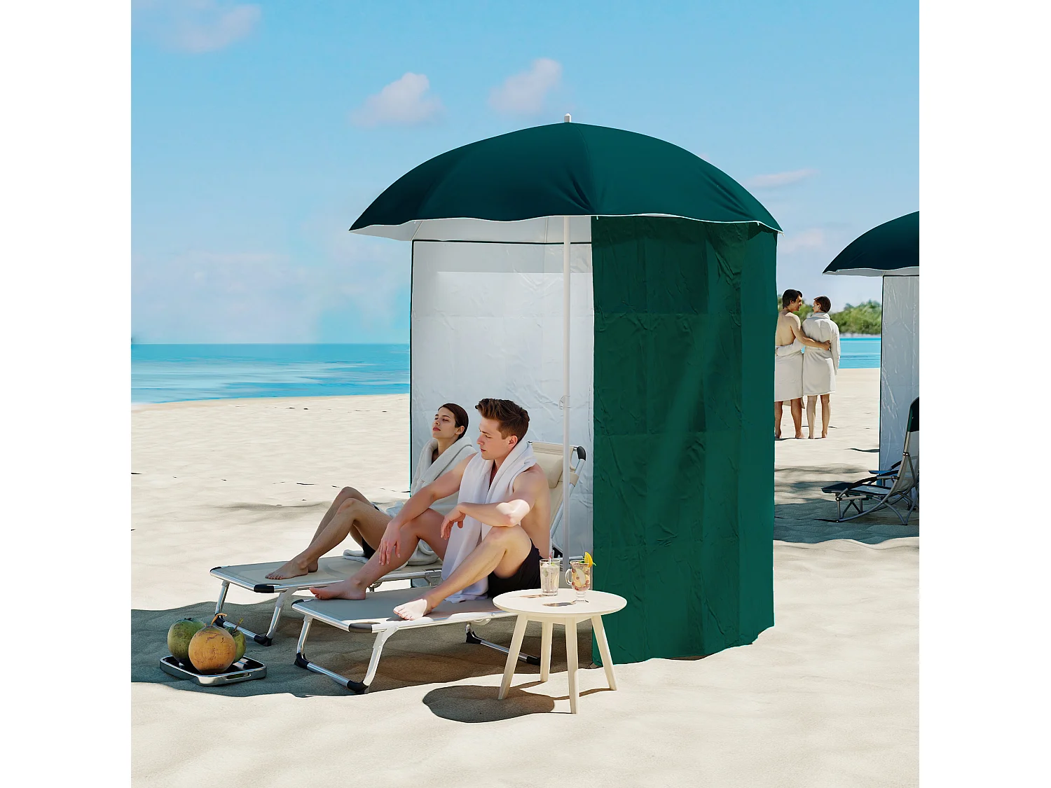 Ombrellone da spiaggia e da giardino 2x2m con tenda parasole