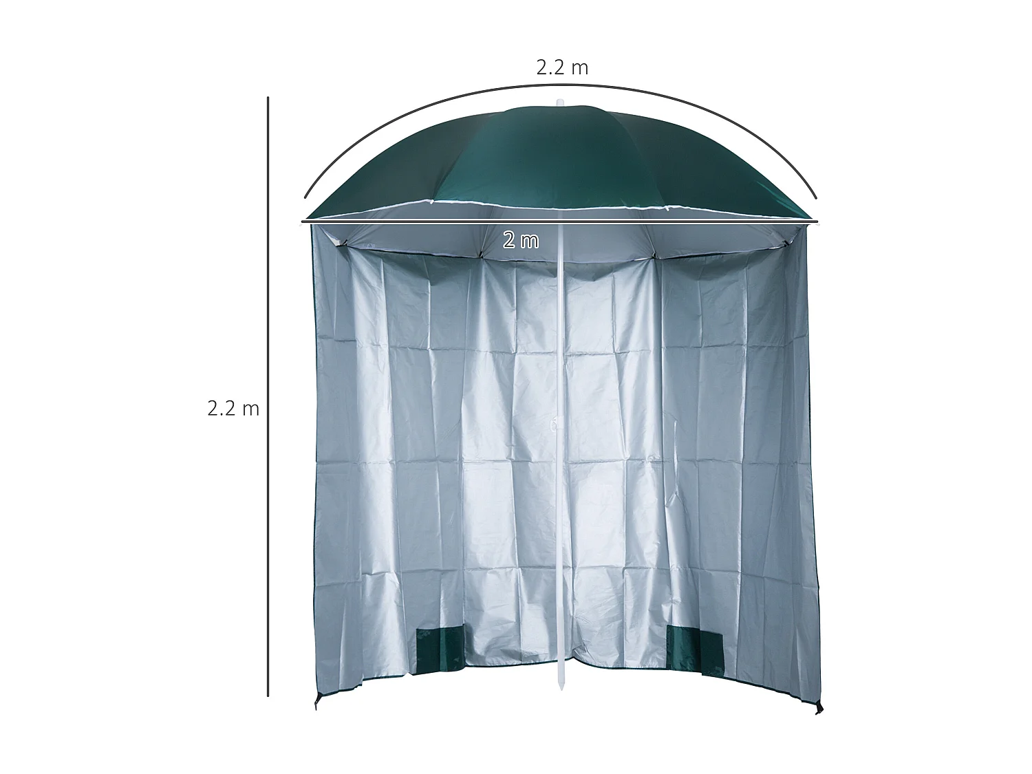Ombrellone da spiaggia e da giardino 2x2m con tenda parasole