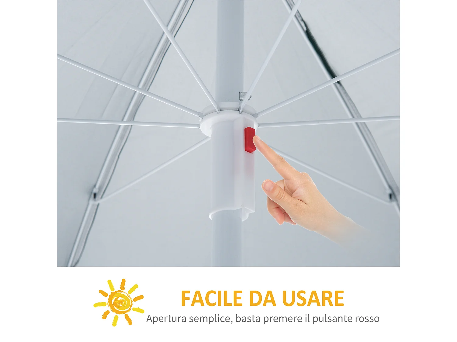 Ombrellone da spiaggia e da giardino 2x2m con tenda parasole