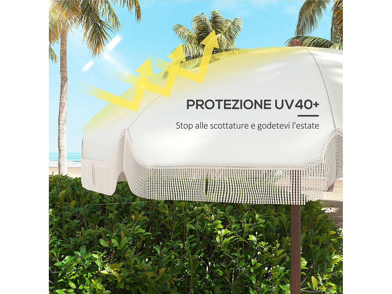 Ombrellone mare con protezione uv40+ e borsa di trasporto grigio