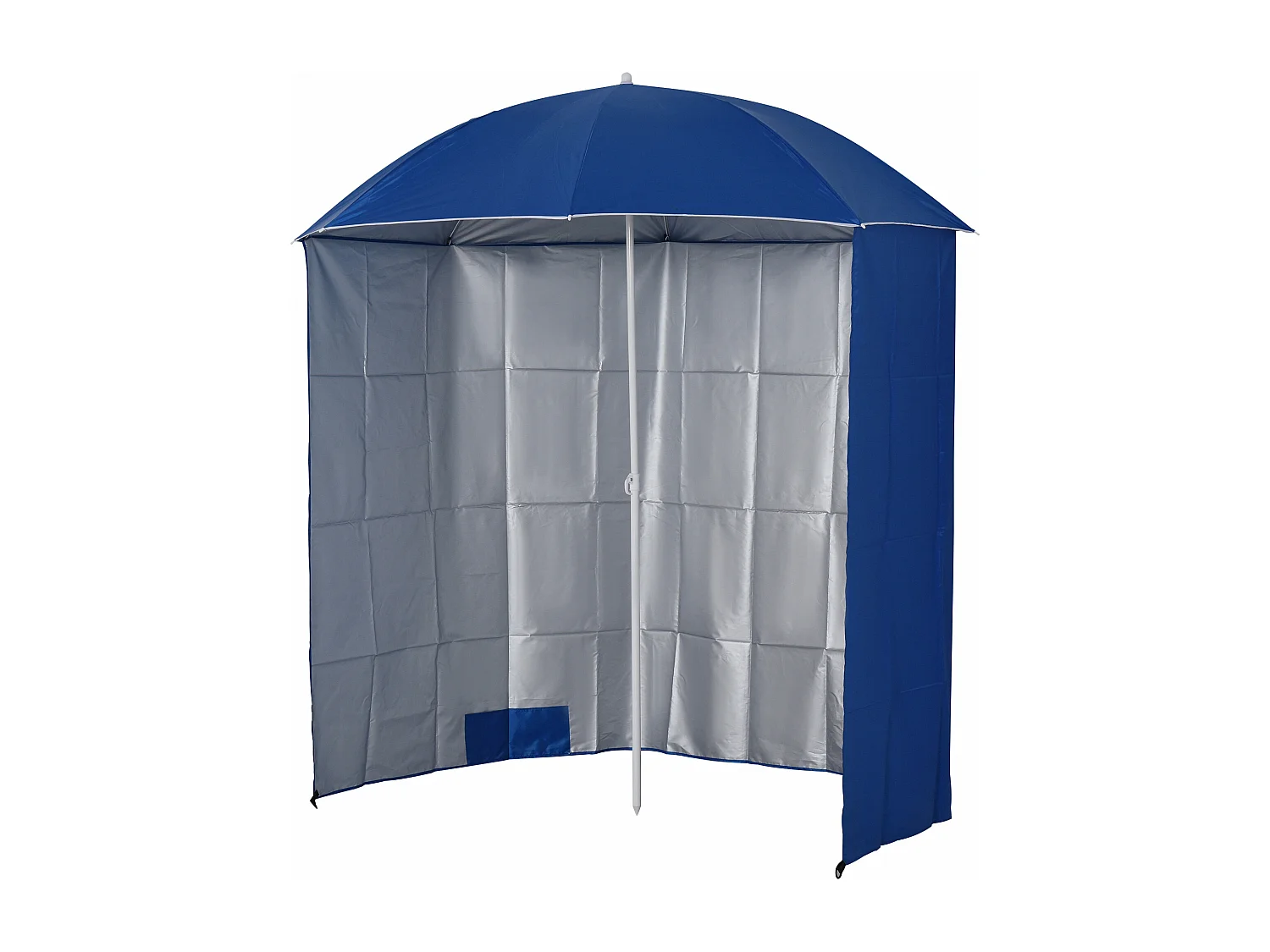 Ombrellone da spiaggia con tenda integrata in metallo e poliestere blu
