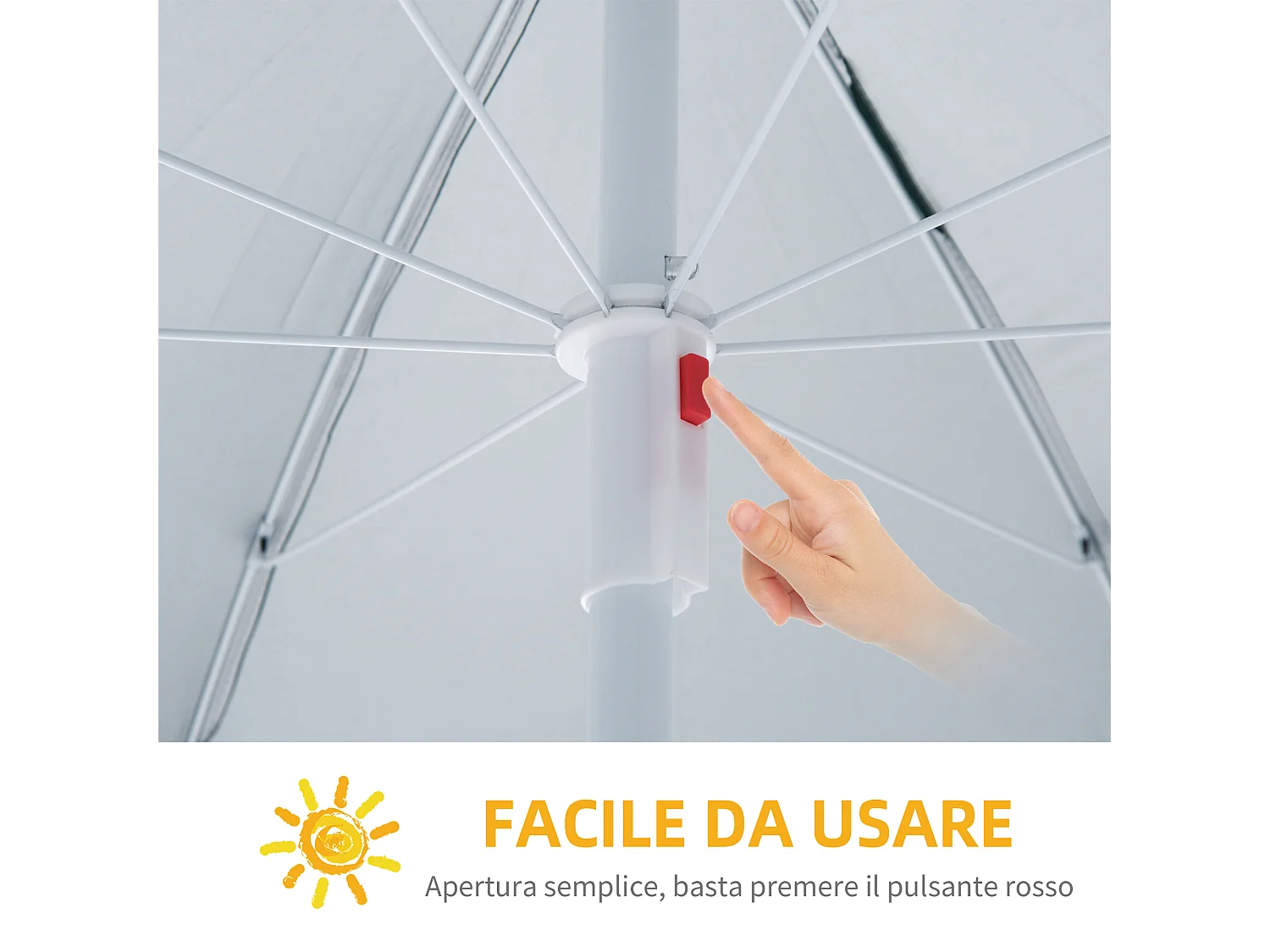 Ombrellone da spiaggia con tenda integrata in metallo e poliestere blu