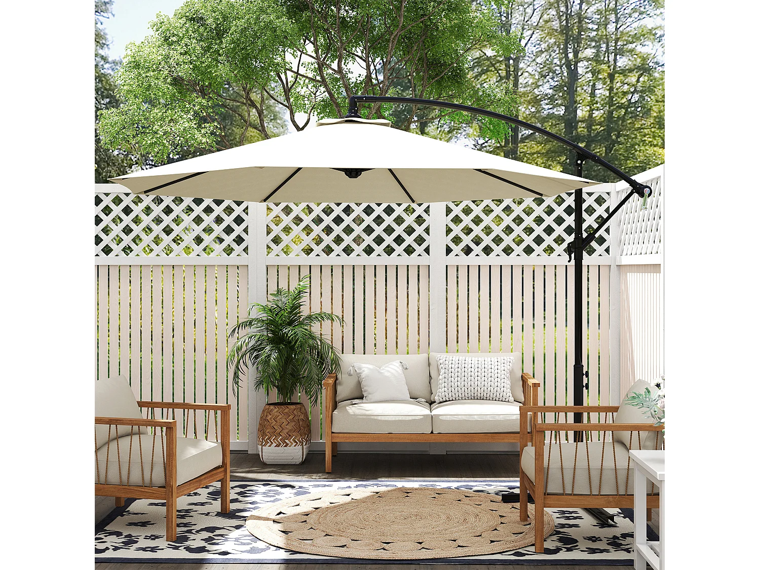 Ombrellone da giardino a braccio con manovella 3x2.5 m beige