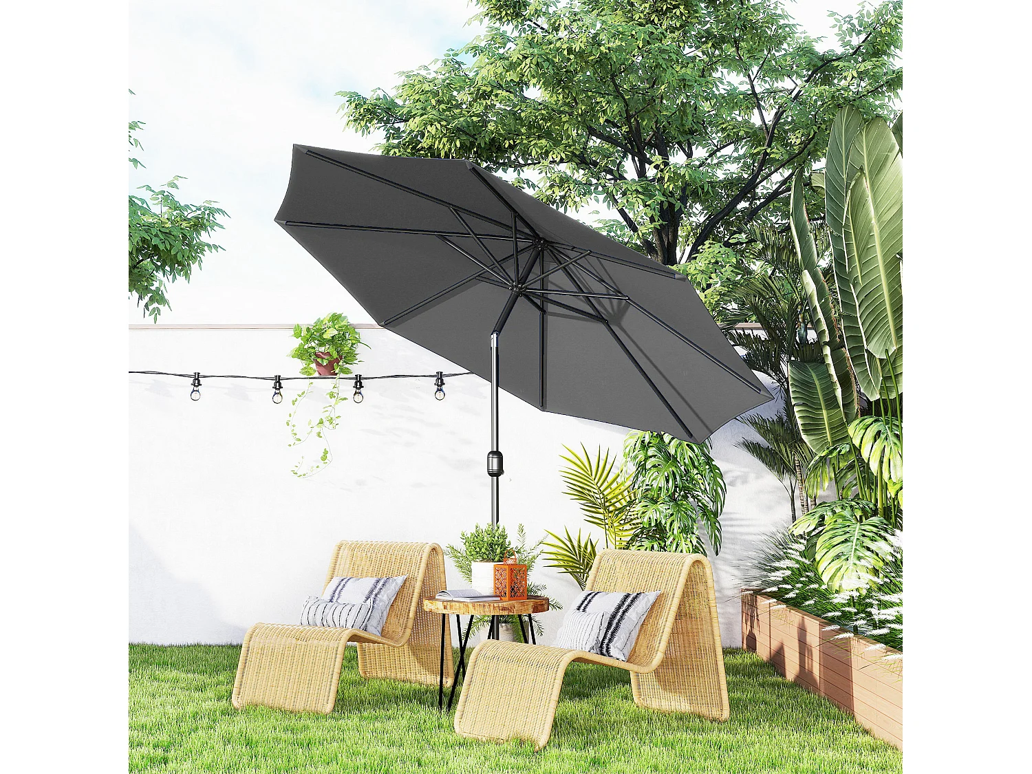 Ombrellone da giardino 3x2.5 m inclinabile con manovella