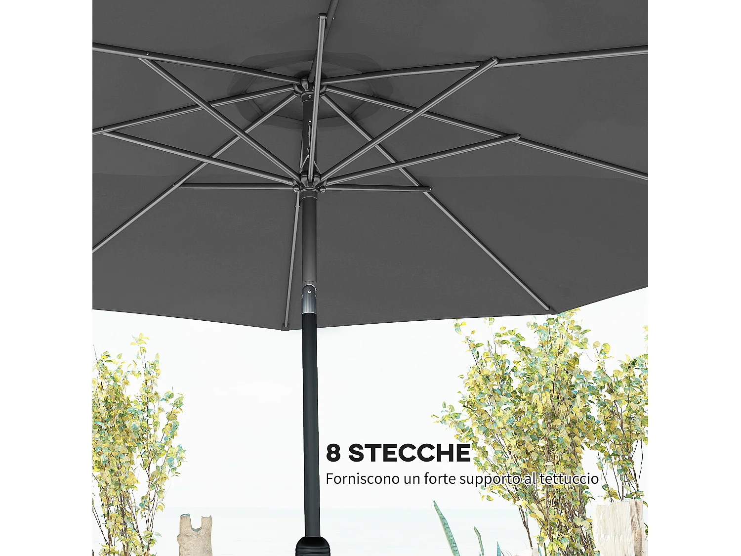 Ombrellone da giardino 3x2.5 m inclinabile con manovella