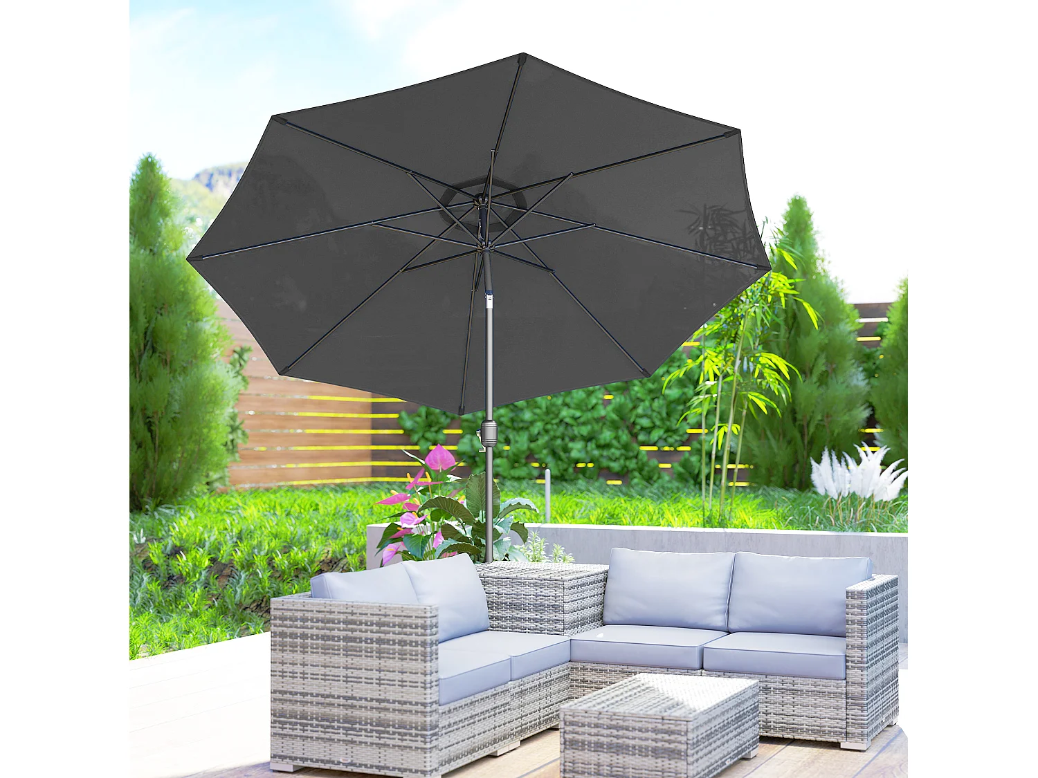 Ombrellone da giardino 3x2.5 m inclinabile con manovella