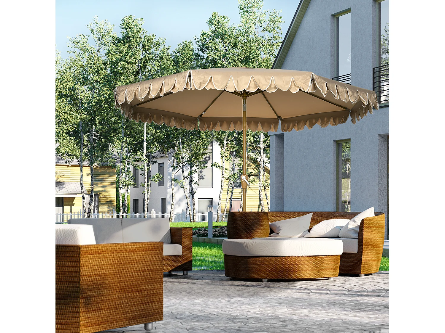 Ombrellone da giardino inclinabile 2.7x2.4 m cachi