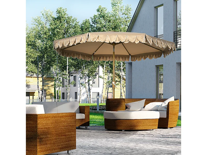 Ombrellone da giardino inclinabile 2.7x2.4 m cachi