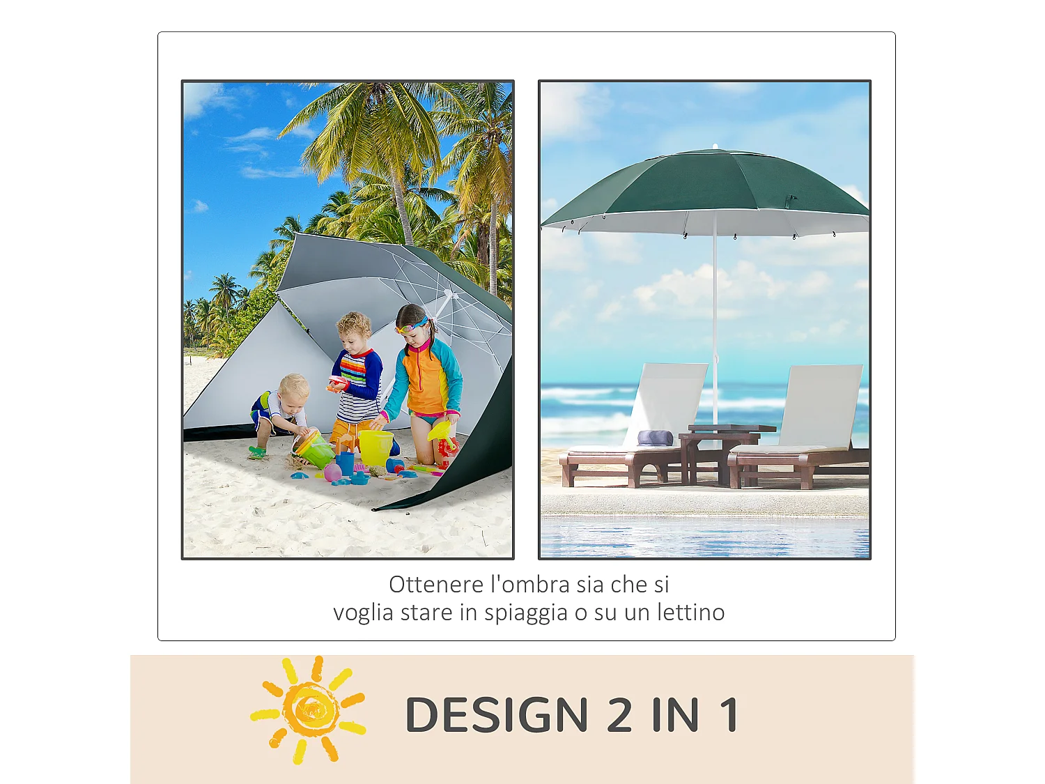 Ombrellone da giardino tenda parasole 2x2.1 m blu