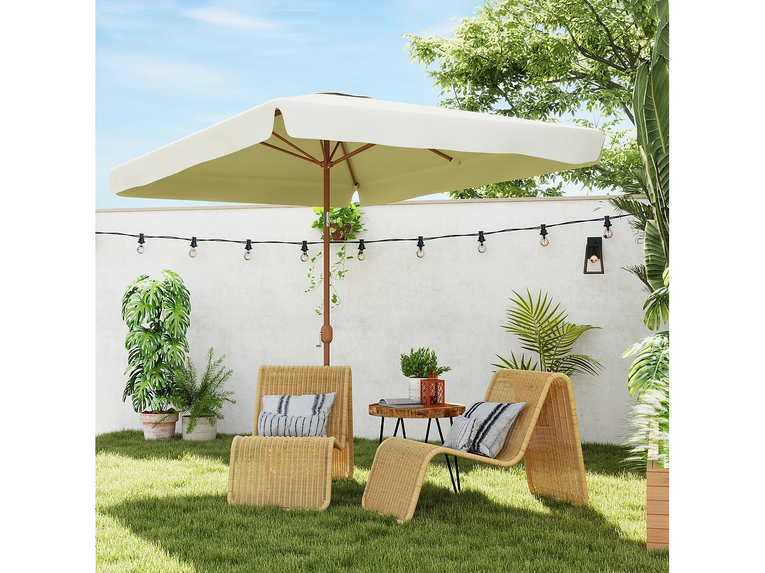 Ombrellone da giardino inclinabile in alluminio e poliestere beige