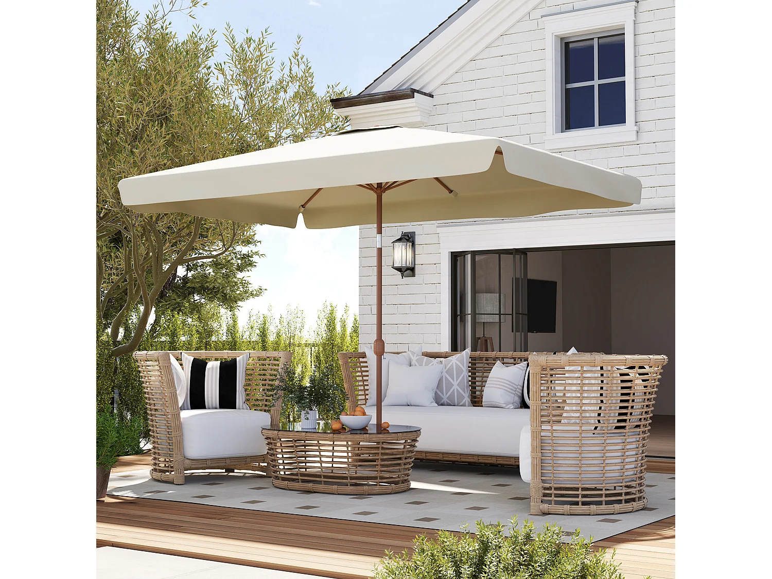 Ombrellone da giardino inclinabile in alluminio e poliestere beige