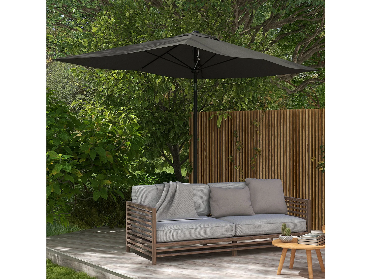 Ombrellone da giardino inclinabile con apertura manovella 2x3m grigio