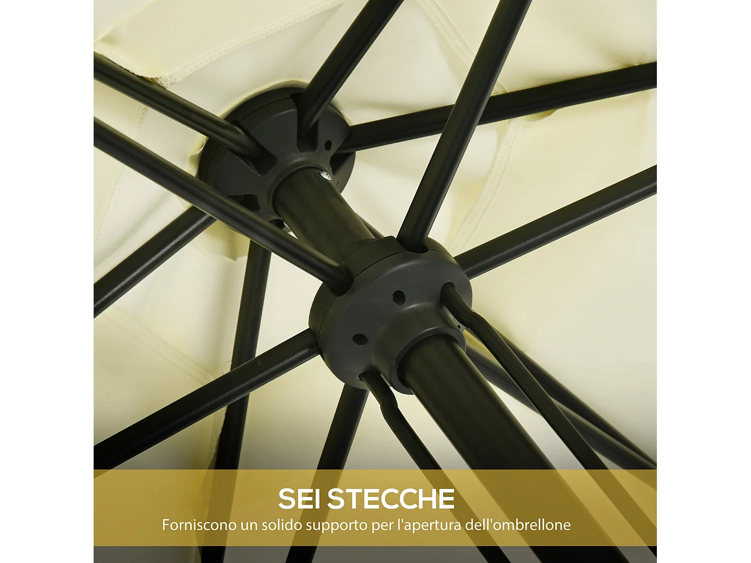 Ombrellone da giardino a 6 stecche tettuccio inclinabile 45°