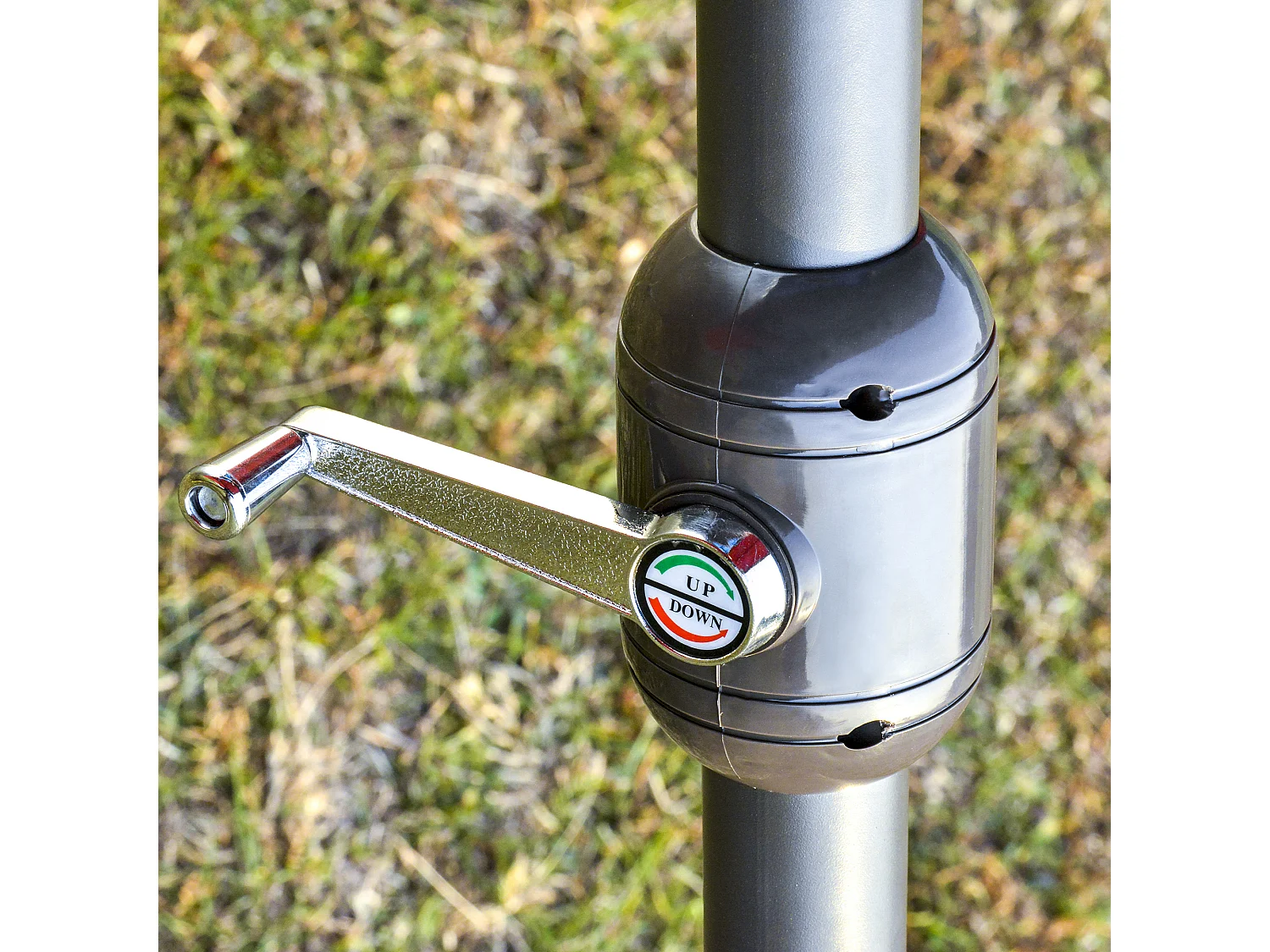 Ombrellone doppio a 12 stecche con manovella 455x265x238 cm beige