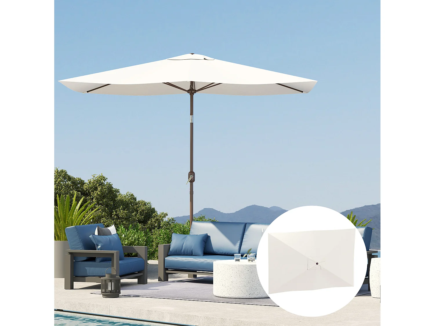 Telo di ricambio per ombrellone 3x2 m e 6 stecche beige