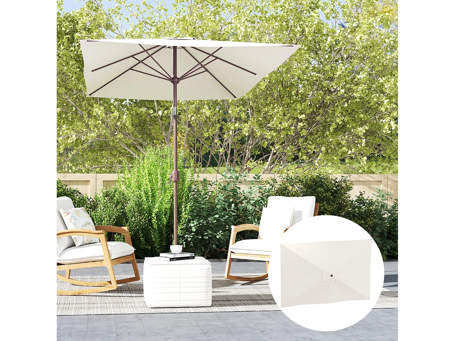 Telo di ricambio per ombrellone 3x2 m e 6 stecche beige