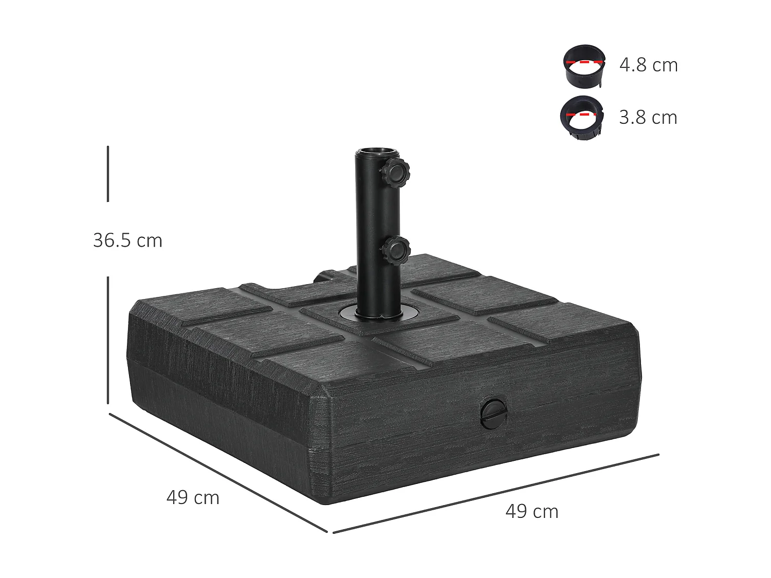 Base per ombrellone da giardino 3.5 m in hdpe e acciaio nero