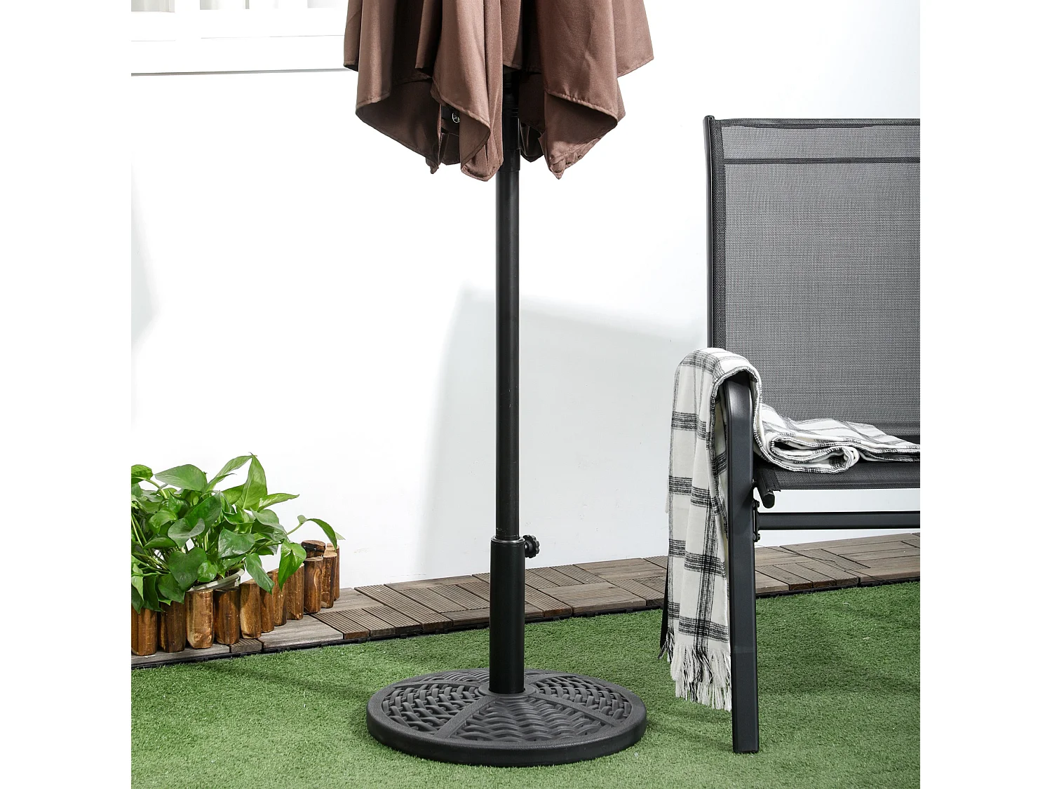 Base ombrellone da giardino effetto rattan ø45cm peso 9.5kg