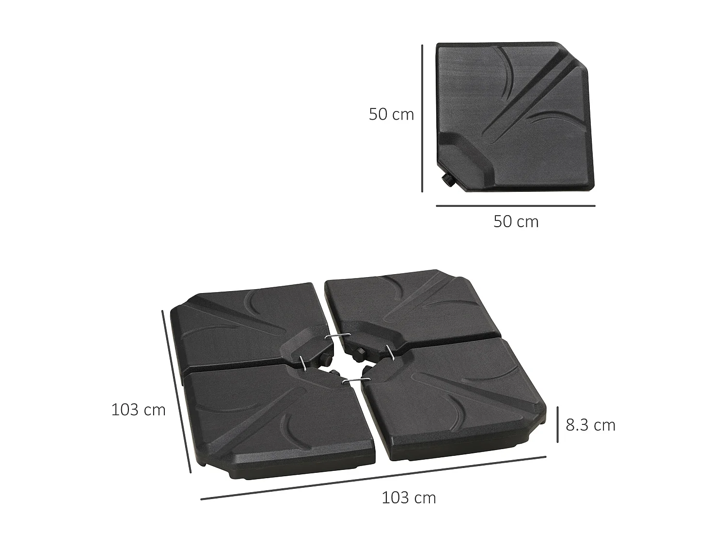 Base per ombrellone 4 pezzi stabile in hdpe nero