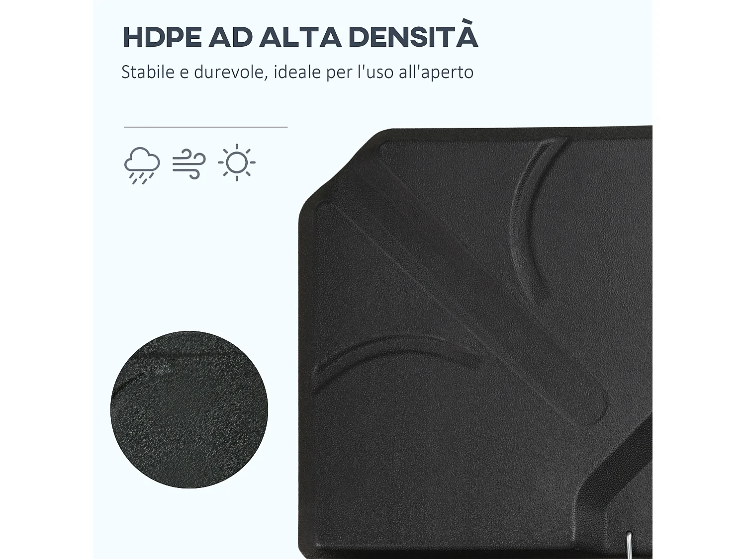 Base per ombrellone 4 pezzi stabile in hdpe nero