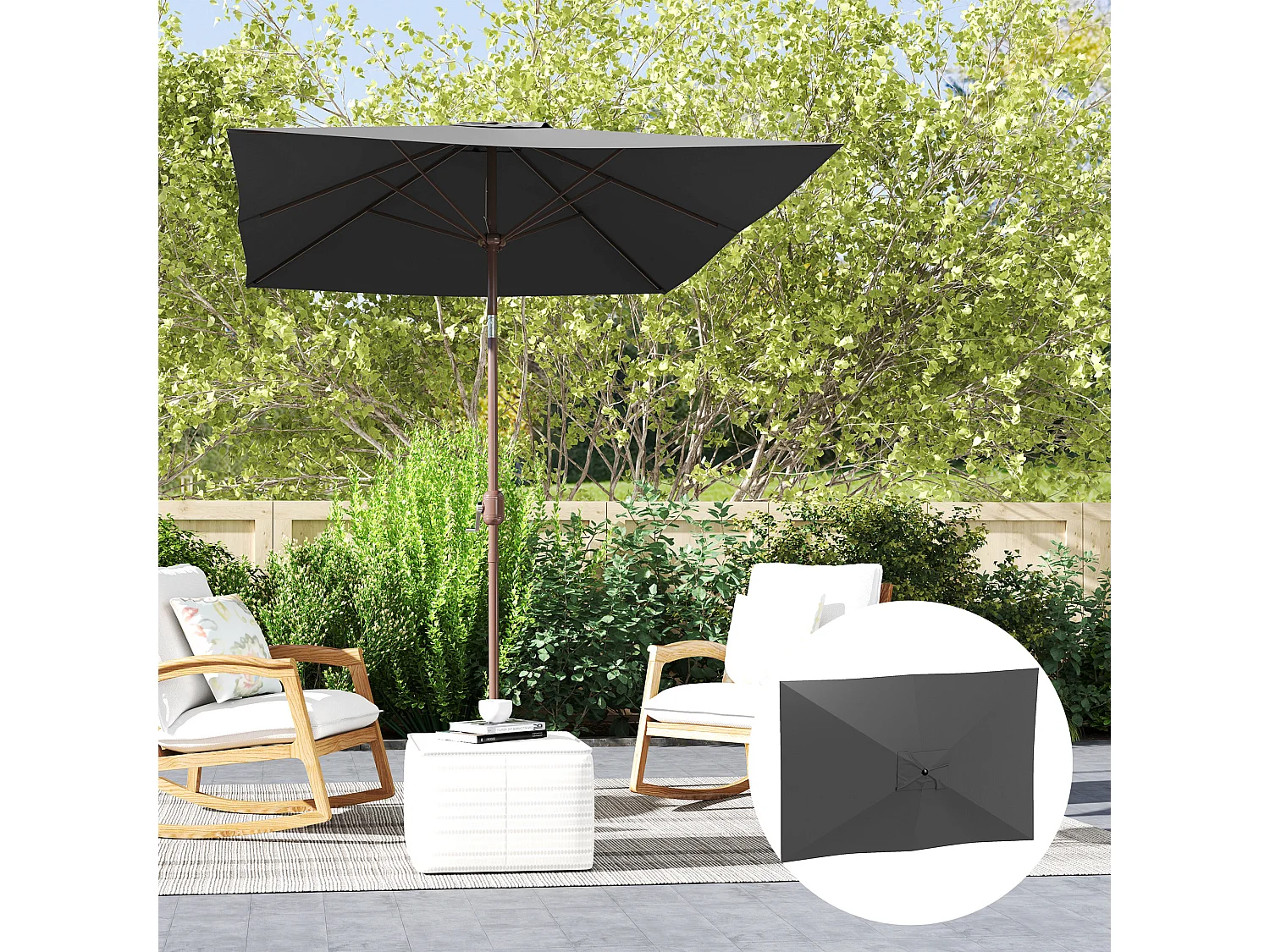 Telo di ricambio per ombrellone 3x2 m e 6 stecche grigio