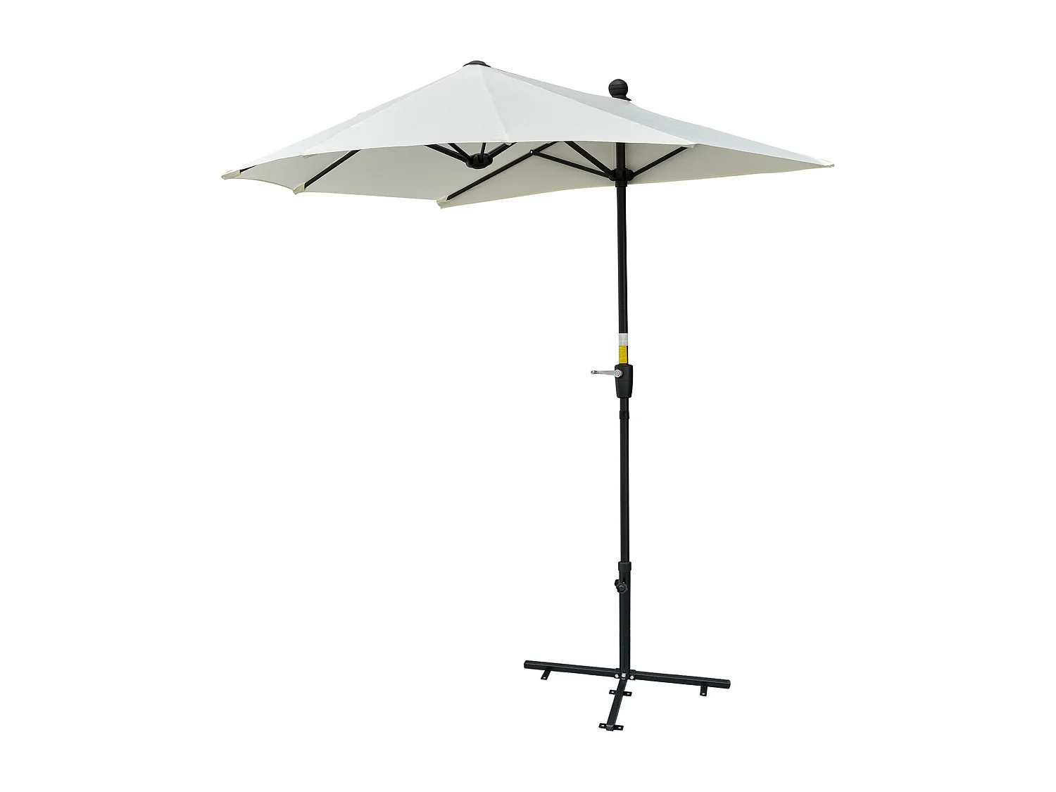 Ombrellone semicircolare con manovella e telo anti uv crema