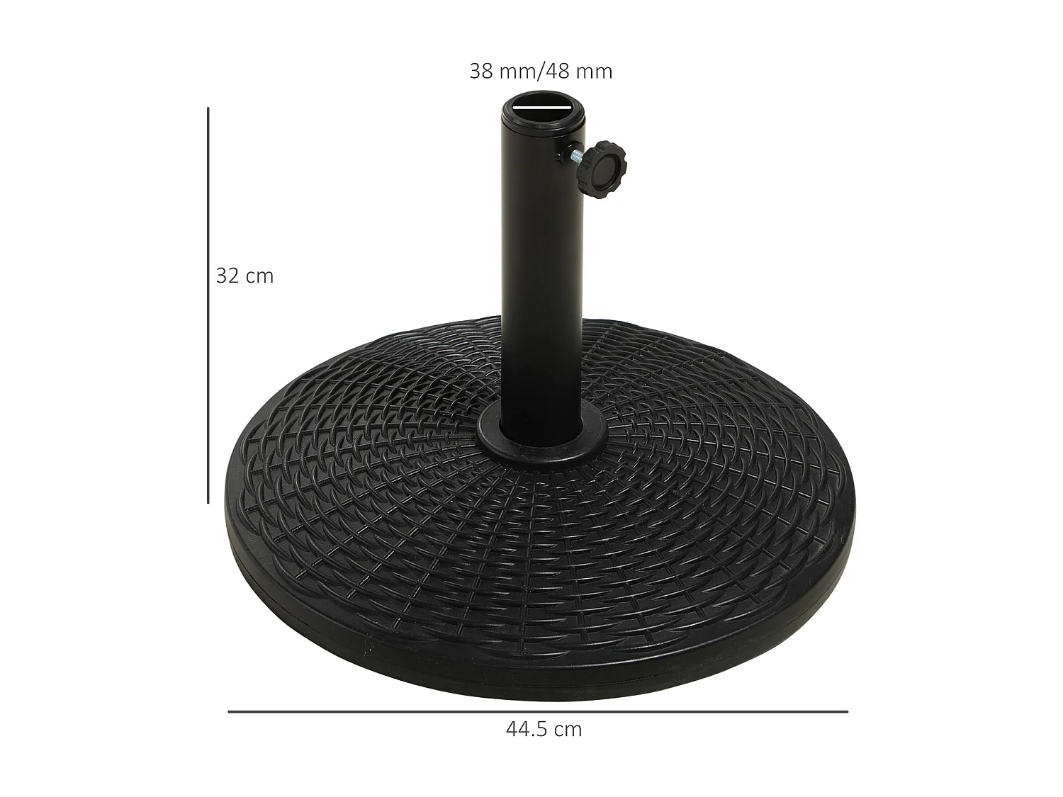 Base per ombrellone rotonda da 12.5kg effetto rattan in hdpe nero
