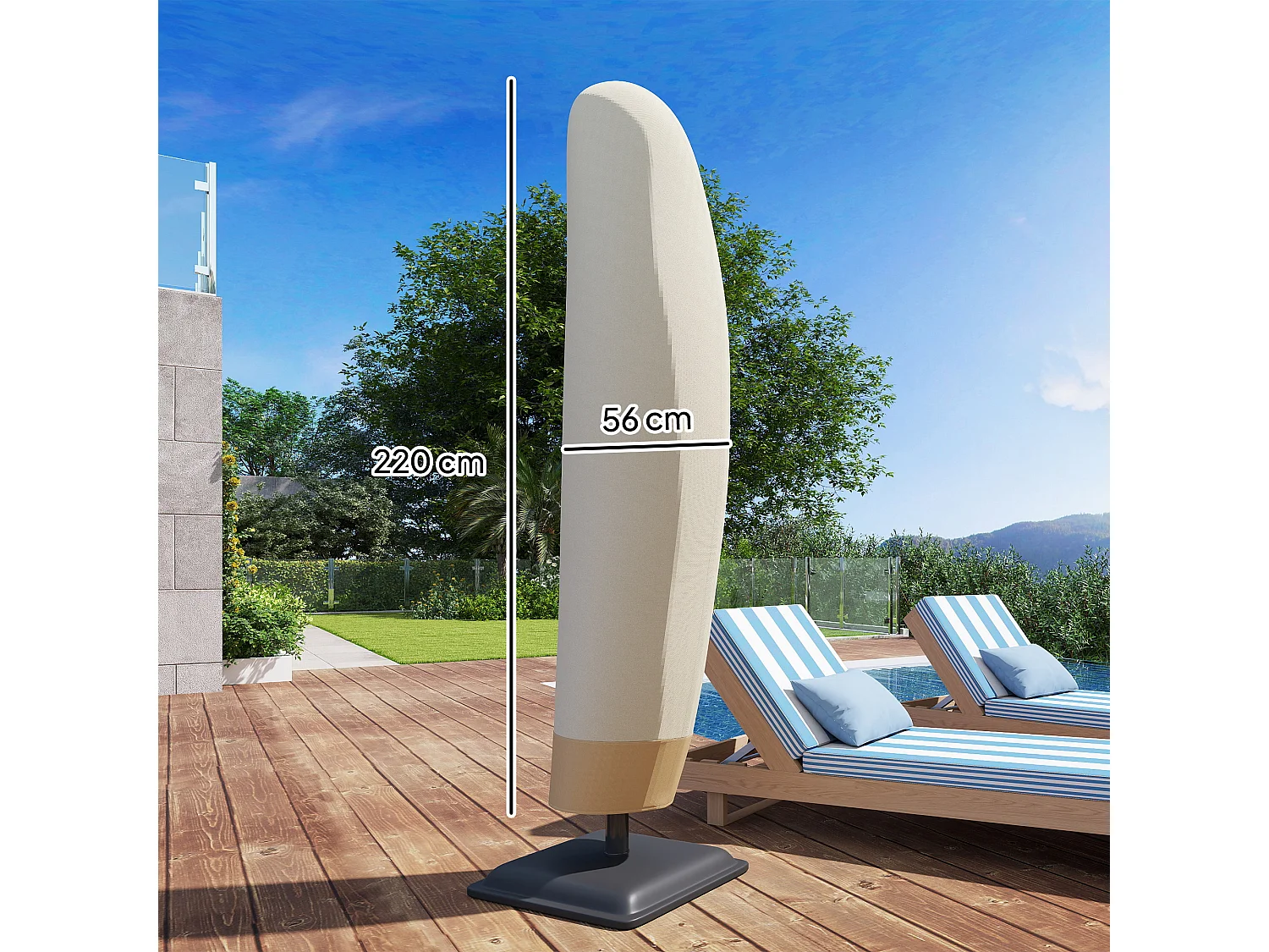 Copertura per ombrellone 3x3m impermeabile con cerniera beige