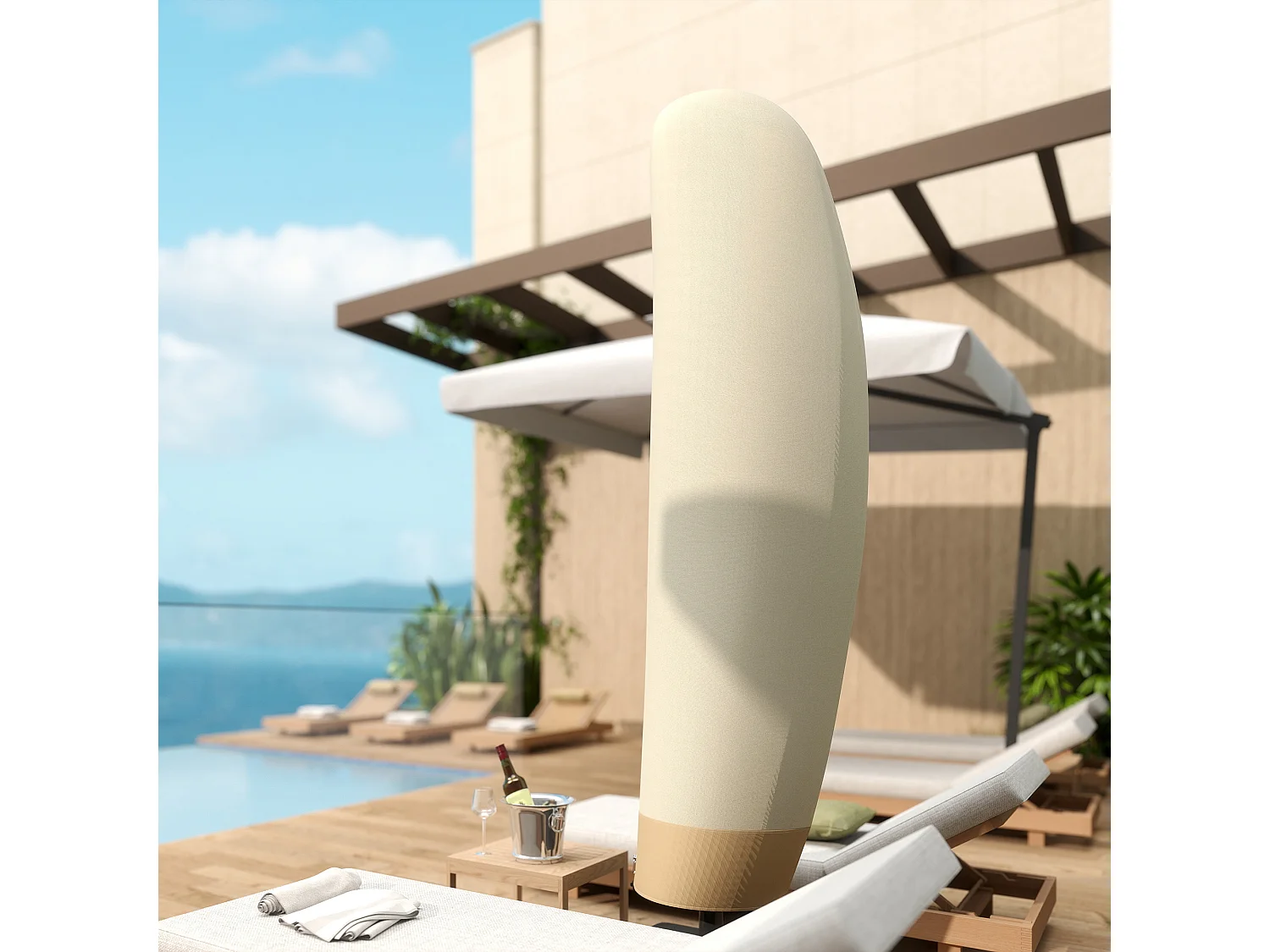 Copertura per ombrellone 3x3m impermeabile con cerniera beige