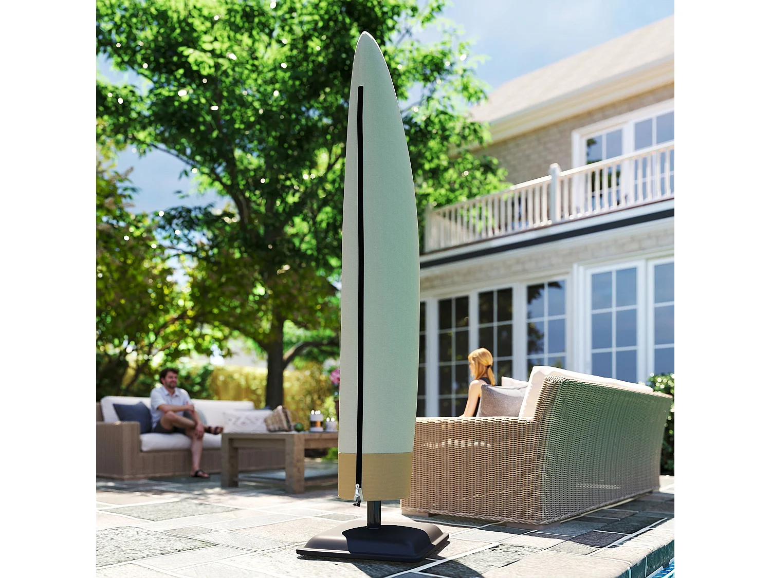 Copertura per ombrellone 3x3m impermeabile con cerniera beige