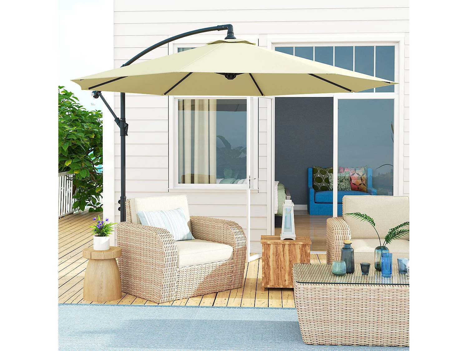 Ombrellone da giardino 3x2.5 m a braccio inclinabile beige