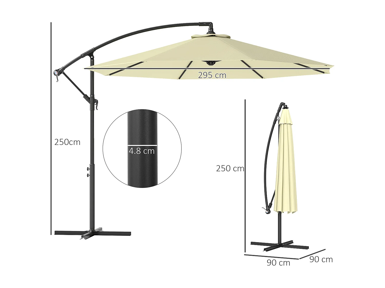 Ombrellone da giardino 3x2.5 m a braccio inclinabile beige