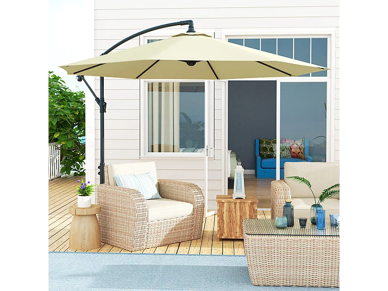 Ombrellone da giardino 3x2.5 m a braccio inclinabile beige