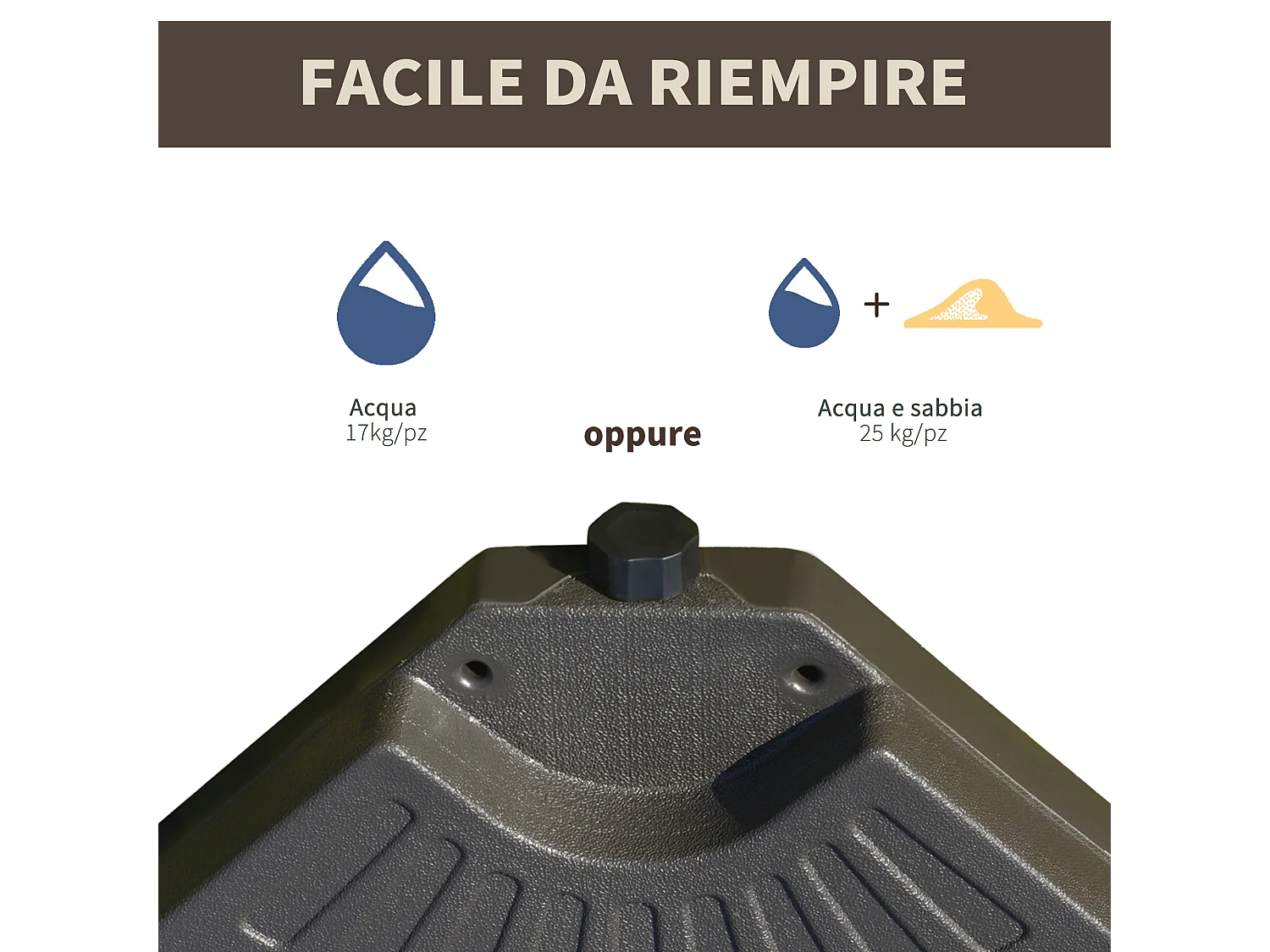 Set basamento ombrellone decentrato da giardino con base a croce