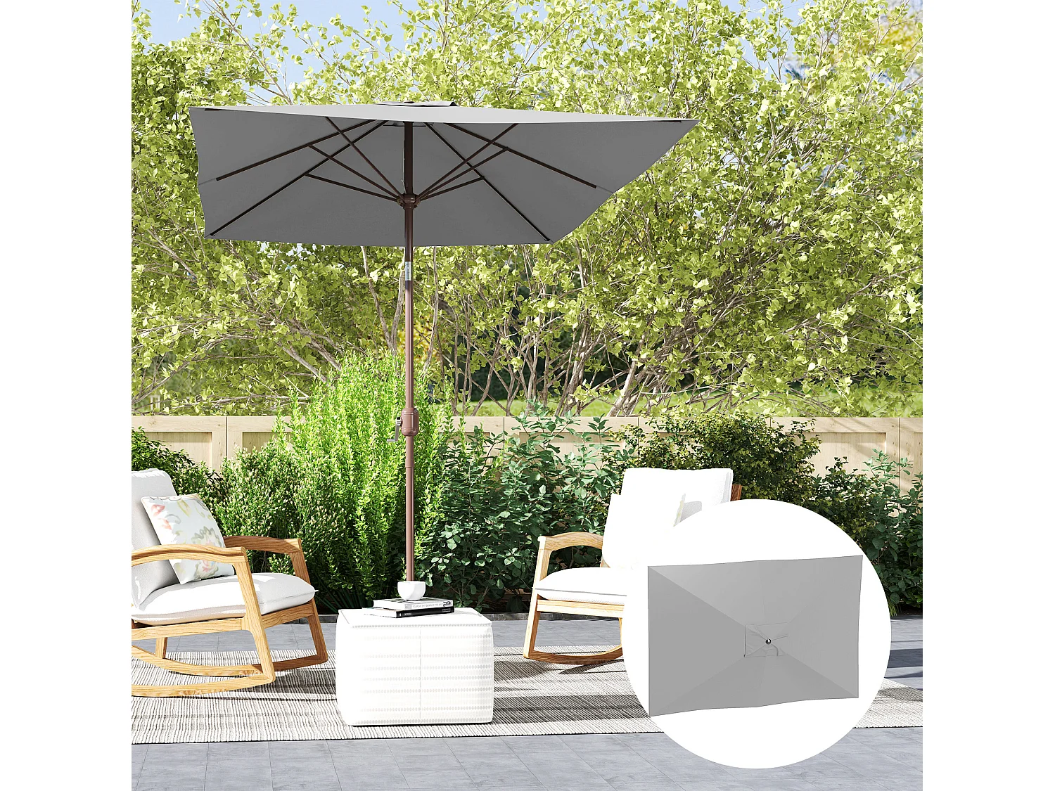 Telo di ricambio per ombrellone rettangolare 3x2m in poliestere grigio