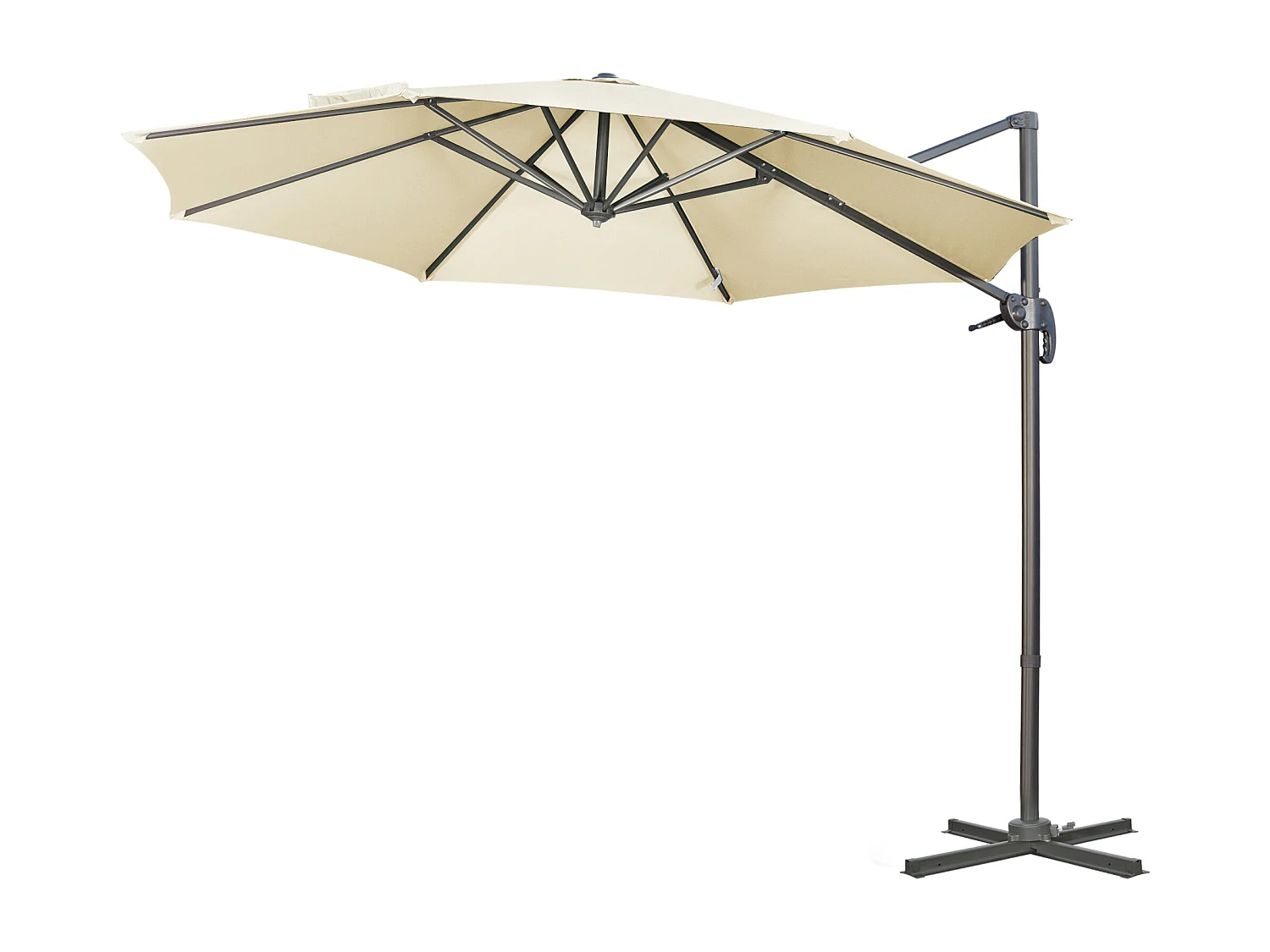 Ombrellone da giardino decentrato girevole inclinabile crema