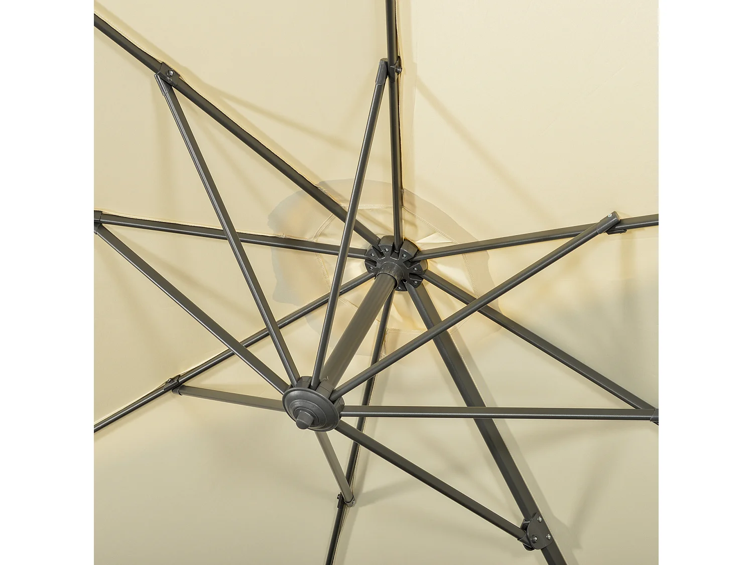 Ombrellone da giardino decentrato girevole inclinabile crema