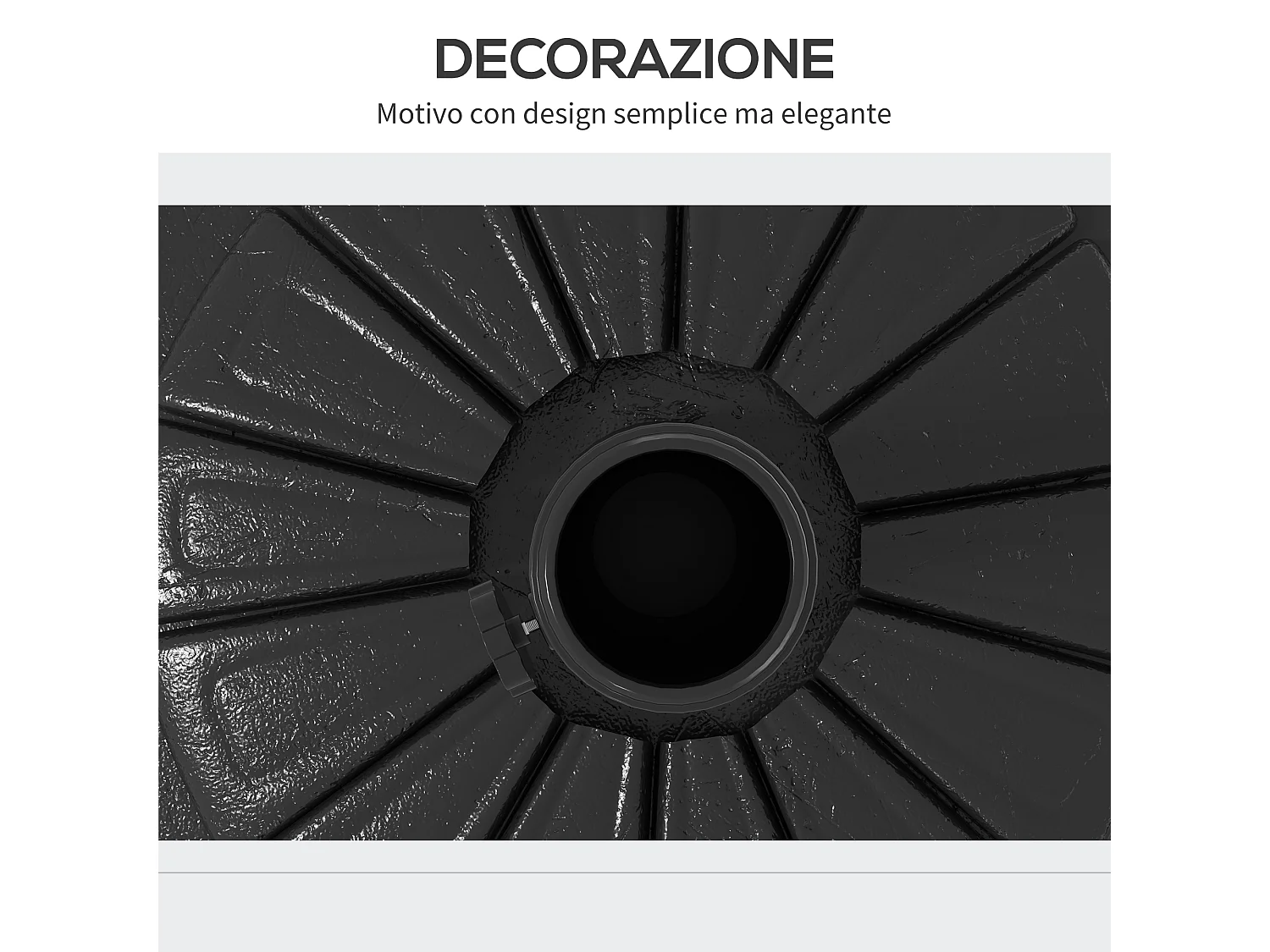 Base per ombrellone rotonda ø43cm in hdpe e cemento nero