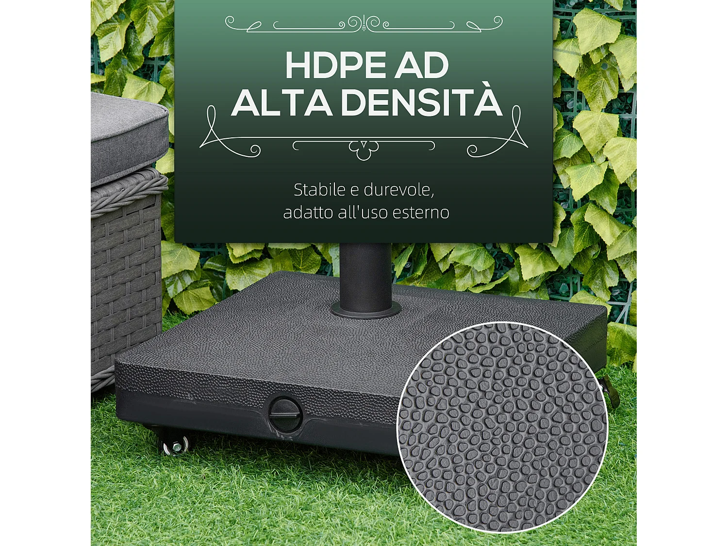 Base per ombrellone con ruote riempibile fino a 20kg nero