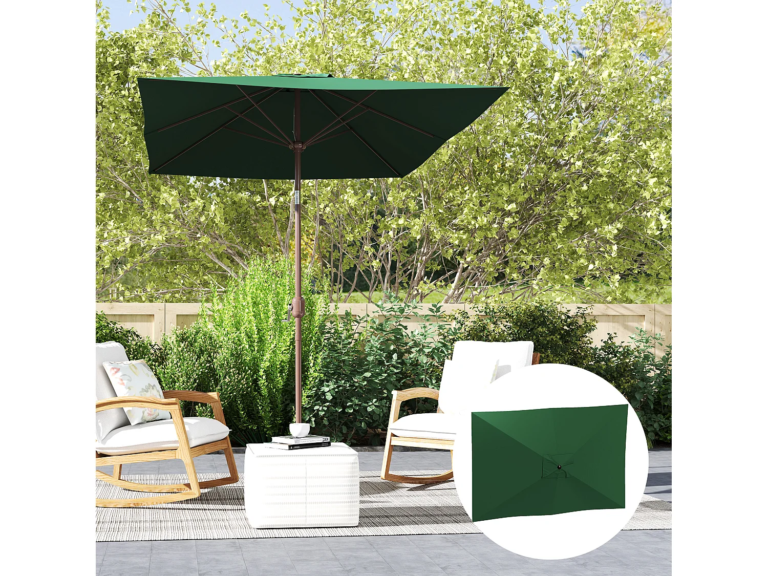 Telo di ricambio per ombrellone 3x2 m e 6 stecche verde