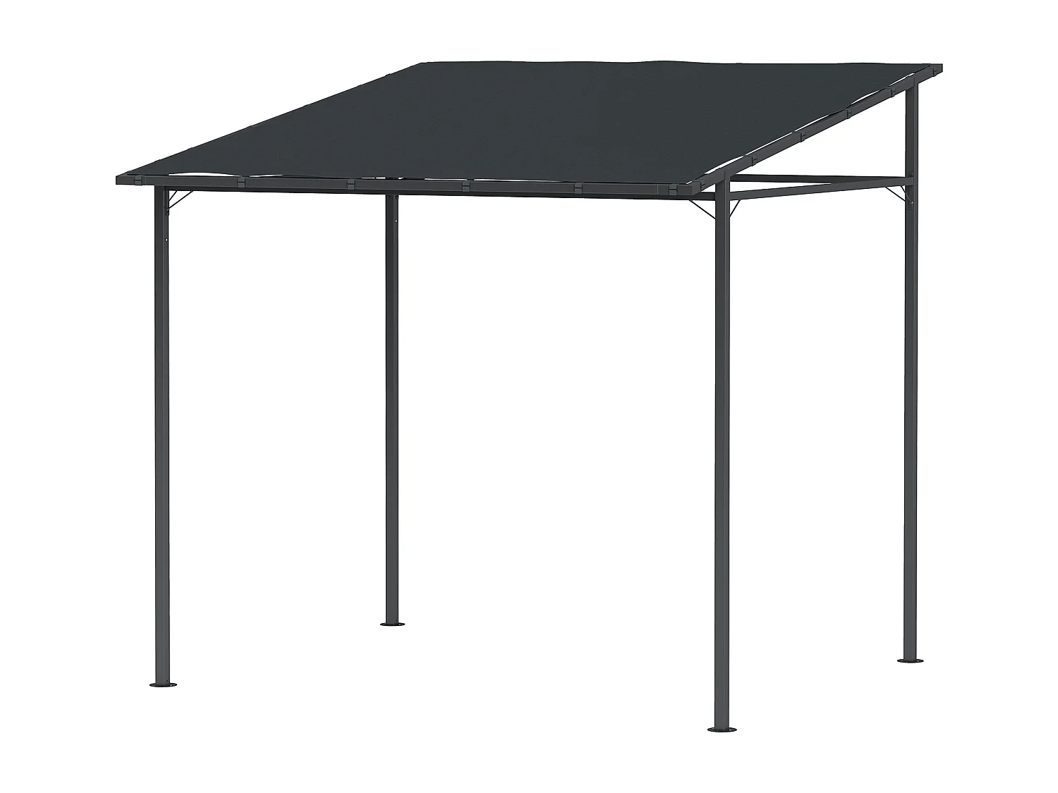 Pergola addossata con chiusure a strappo in metallo poliestere grigia