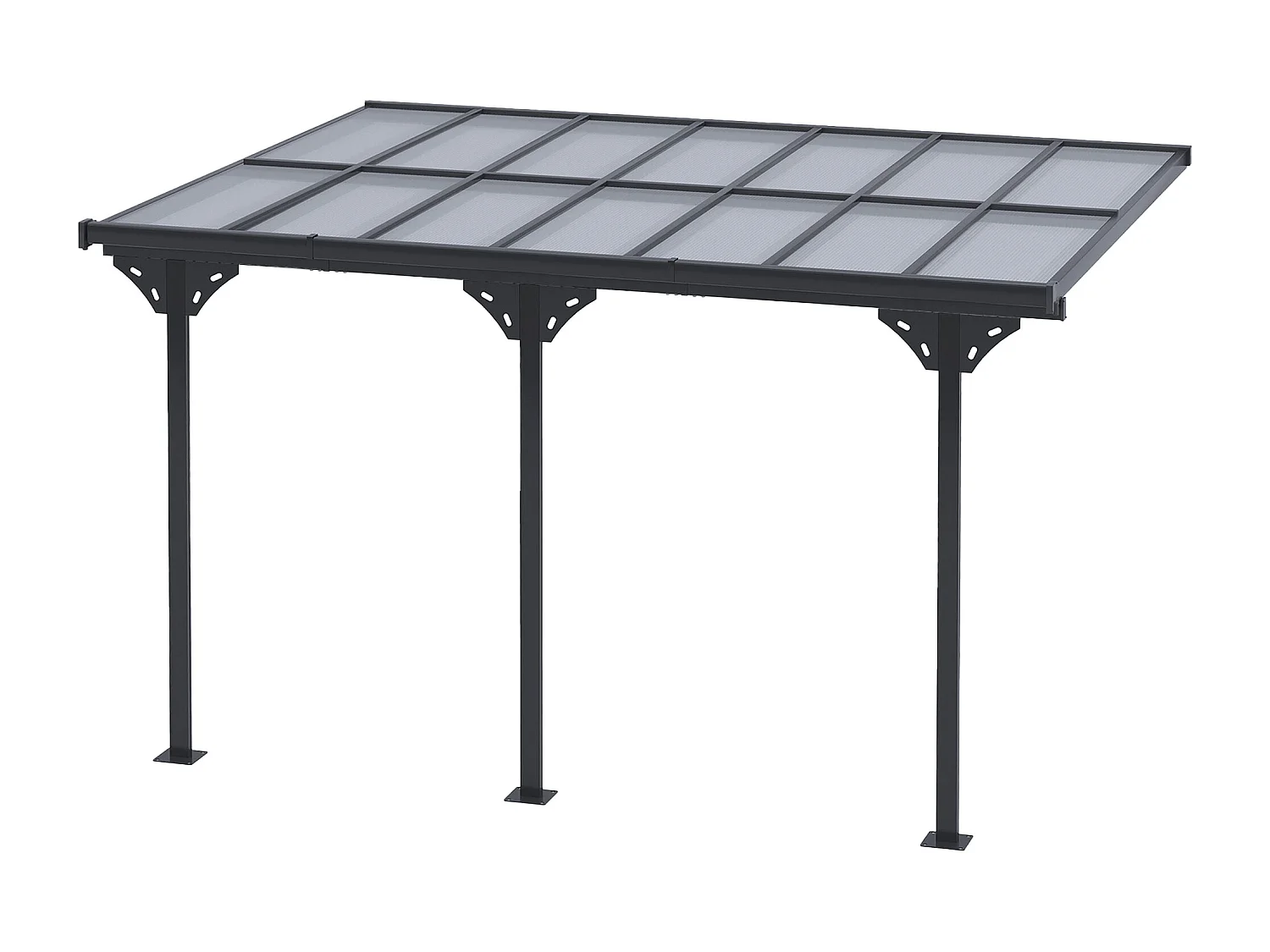 Pergola addossata da giardino in policarbonato 4.4x3m